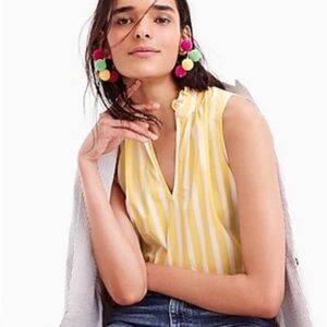 J. Crew Yellow and White Striped Blouse size 12
